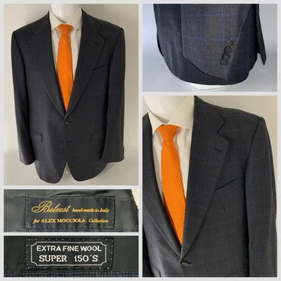 Blazer Belvest Super 150’s 44L Gris Azul Ventana Lana 2B 2V Italia YGI T5-167 Foto 1 de 4