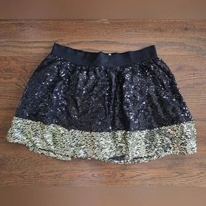 JUSTICE Girls 16 Black/gold Sequin Skirt - Picture 1 of 6