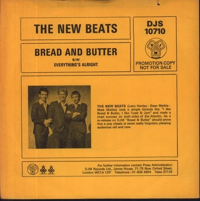Newbeats Bread and Butter / Everything's Alright 7" vinyl UK Djm 1976 promo pic - Image 1 of 3