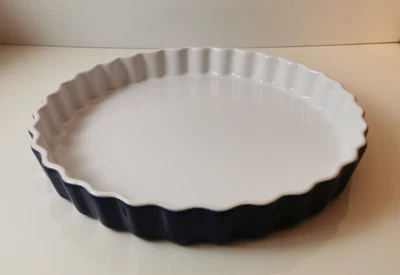 Emile Henry France Fluted Ceramic Tart Quiche Pie Baking Dish Cobalt Blue 11” - Imagen 1 de 4