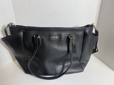 COACH Black Crossgrain Leather Diaper Baby Bag Large Multifunction Tote F57786 - Image 1 of 4