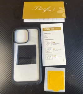 Miracase Glass iPhone 15 Pro Max Case 6,7" Full-Body 9H Glass Proof Drop - Nero - Foto 1 di 7