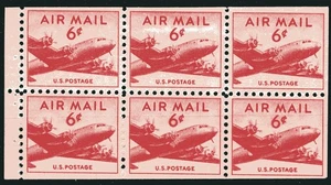 SC# C39a – 1949 6¢ - DC-4 Small Plane - Mint NH Booklet Pane of 6 - Picture 1 of 1