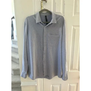 LuluLemon Light Marled Blue Commission Long Sleeve Button Down - Picture 1 of 7