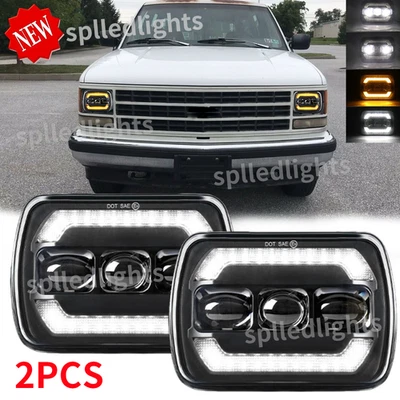 Par de faróis de LED 5x7" 7x6" feixe Hi/Lo compatível com GMC C1500 C2500 C3500 K1500 suburbano - Imagem 1 de 4
