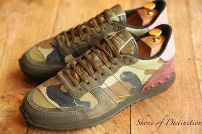 Valentino Green Camo Canvas Suede Shoes Trainers Sneakers Mens UK 8 US 9 EU 42 - Image 1 of 4