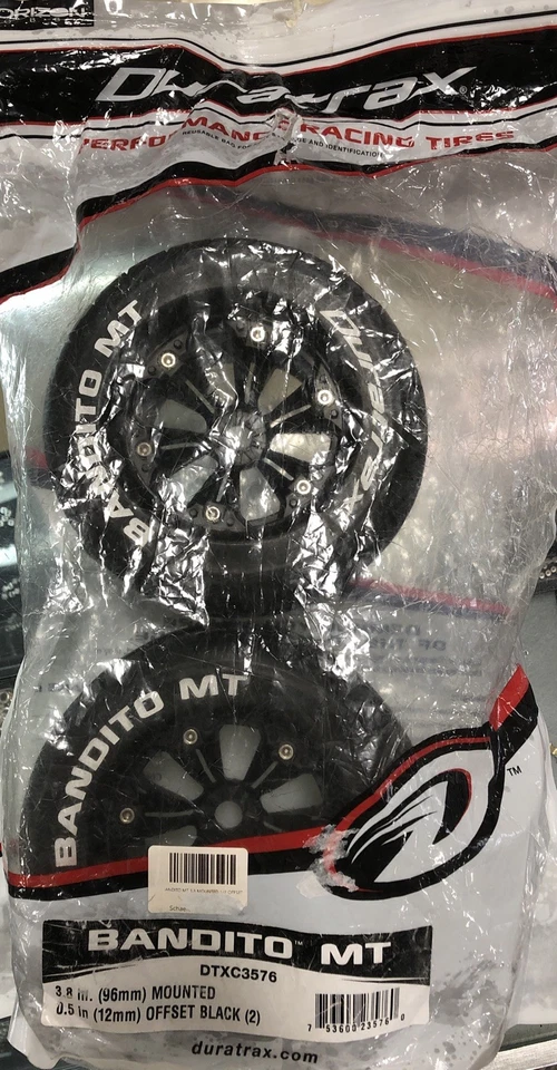 Duratrax DTXC3576 Bandito MT 3.8 inch Mounted 1/2 inch Offset Black (2) - Image 1 of 3