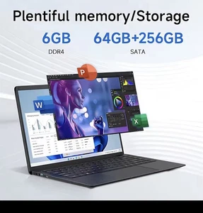 14 Inch Laptop Intel Celeron N3350 6GB RAM 64GB+128GB SSD 1366X768 Display Windo - Picture 1 of 6