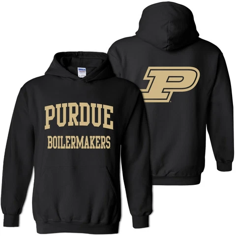 Purdue Boilermakers Front and Back Print Hoodie - Black Cover