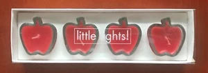 4 Pack Red Apple Shaped Glass Tea Light Candles - Picture 1 of 3