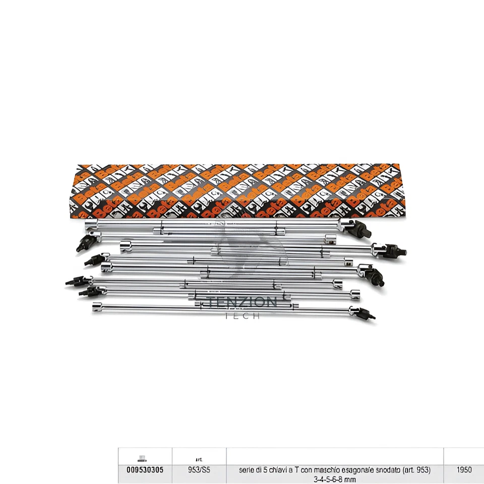 Set 5 Chiavi A T Maschio Esagonale Snodate 3-8mm - Beta 953/S5 - Immagine 1 di 1
