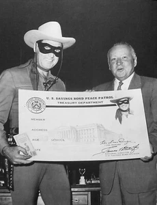 LONE RANGER clipping Clayton Moore 1958 Arthur Summerfield postmaster B&W photo - Picture 1 of 1
