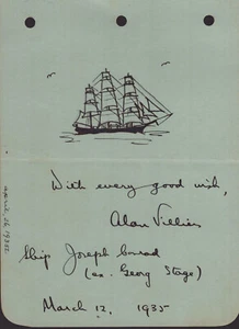 ALAN VILLIERS - ORIGINAL ART SIGNED 03/12/1935 - Picture 1 of 2