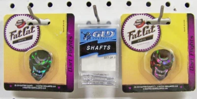 Varillas de dardos de aluminio plateado y 2 juegos de vuelos de dardos de calavera 3D Foto 1 de 3