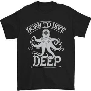 Born to Dive Deep Scuba Diving Diver Mens T-Shirt 100% Cotton - Picture 1 of 11