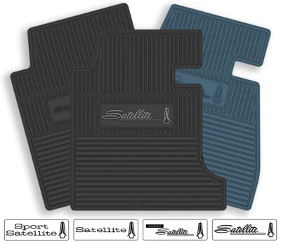 Alfombrillas de goma 4 piezas para Plymouth Satellite 1968-1970 - Elige año, logotipo y color Foto 1 de 4