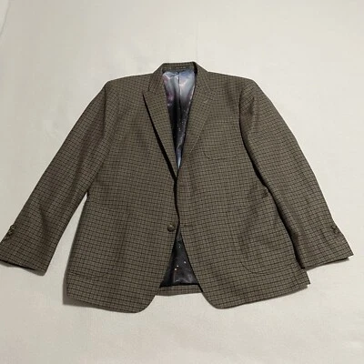 Blazer a Cuadros Marrón Indochino Para Hombres 44S Abrigo Deportivo Astronomía con Puños Quirúrgicos Lana Foto 1 de 4