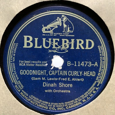 Dinah Shore 78 RPM Record Goodnight Captain Curly Head Skylark Vocadance VG+ - Image 1 of 4