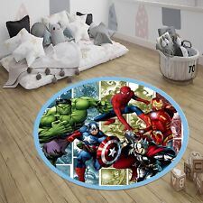 Marvel Hero, Round Rug, Spiderman Patterned Rug, Kids Room Rug, Hulk, Ironman