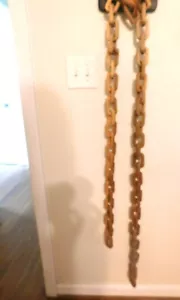 CADENA TALLADA A MANO DE 8,5 PIES DE LARGO, MADERA, ¡RARA-COLECCIONABLE! EXCELENTE ESTADO. - Imagen 1 de 3