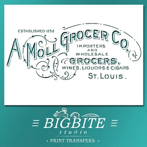 Shabby Chic STENCIL: American Grocery Advert Old Sign (DIY Furniture Print) #026 - Picture 1 of 4