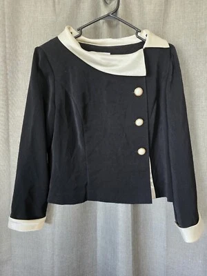 Blazer Vestido Julian Taylor Nueva York Vintage Años 80 Negro Perla Botones Talla 14P Foto 1 de 4