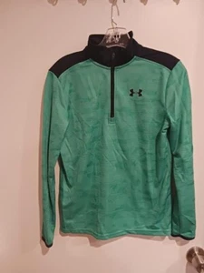 Under Armour Boys YXL - 1/4 Zip HeatGear Shirt- Green & Navy Blue -Dress/Casual - Picture 1 of 4