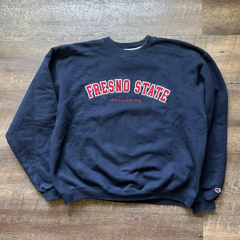 Y2K Mens Large Champion x Fresno State Bulldogs College Embroidered Sweatshirt Cover