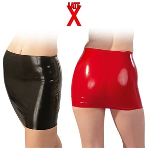 Late X - Sexy Fitted Natural Latex Skirt Mini Erotic Gonna in Lattice Aderente