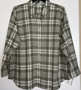 New !Talbots Button Down Shirt ~ Long Sleeve ~ Sage Green & White ~Size 2X - Picture 1 of 12