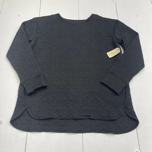 St John’s Bay Black Quilted Pullover Sweatshirt Women’s Size XXLT New - Picture 1 of 6