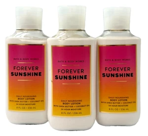 Bath & Body Works LOT of 3 Bottles FOREVER SUNSHINE Body Lotion Cream 8 oz - Picture 1 of 2
