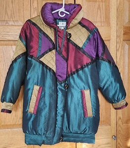 Vintage J. Gallery Down Colorblock Puffer Jacket Womens Small - Picture 1 of 13