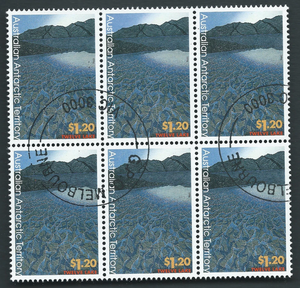 1998 AAT Australian Antarctic Territory $1.20 Expreme Landform Lake Block 6 CTO - Image 1 of 1