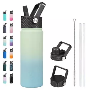 Insulated Water Bottles With Straw Lid 22oz Cold & Hot Thermos Stainless Steel M - Picture 1 of 6