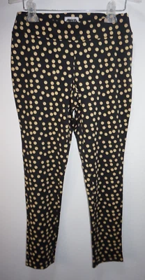 Mud Pie Ashton Ankle Stretch Pants Womans Sz S Black Tan Polka Dot - Image 1 of 4