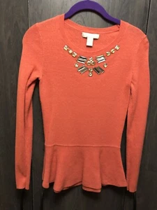 Banana Republic sweater Women’s XS petite Orange beaded design. - Picture 1 of 9