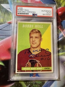 Bobby Hull BLACKHAWKS HOF Signed 1958 Topps Reprint Rookie RC PSA AUTHENTIC AUTO