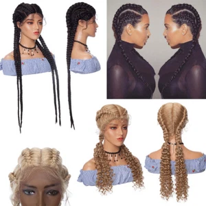 Real as Human Hair Long Curly Braided Hair Wigs Boxer Hair Dutch Synthetic Hair - Picture 1 of 22