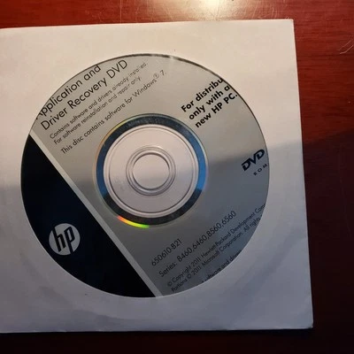 HP App & Driver Recovery DVD For  Windows 7 8460 6460 8560 6560  650610-B21 - Image 1 of 4