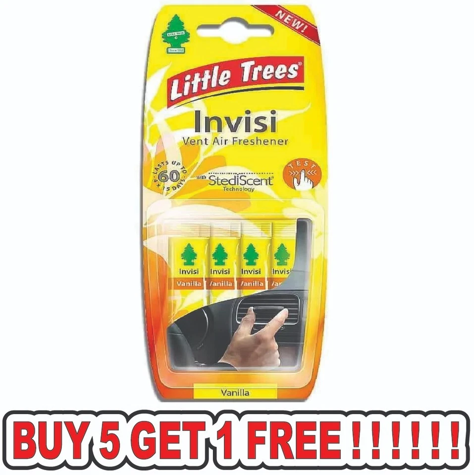 4x Little Trees Vanilla Invisi Car Fragrance Vent Clip Magic Tree Air Freshener