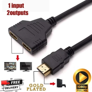 HDMI Splitter Adapter Kabel 1 Eingang 2 Ausgang für Office Monitor PC Laptop 1080p - Bild 1 von 16