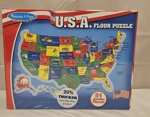 Melissa & Doug Floor Puzzle United States of America Map 51 Jumbo Piece USA #440 - Picture 1 of 5