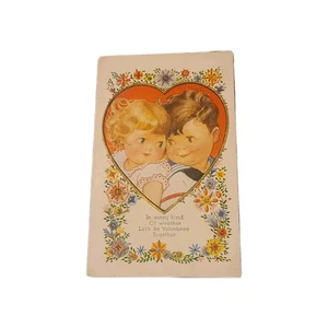 20er Jahre süß junge Liebe Kinder Matrosen Outfit Rothenbühler Valentinstag Postkarte - Bild 1 von 2