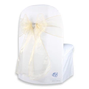 10 Pezzi Coprisedia Organza Fiocco Fascia 108"x8" - Oro - con Fiocco Copri Matrimonio au - Foto 1 di 5