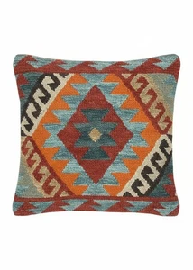 Funda Cojín Diamante Lana Algodón Multicolor Terracota Kilim Cojín 50 x 50 cm - Imagen 1 de 12