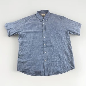 Weatherproof Vintage Washable Linen Blend Shirt Mens L Blue Striped Button Up - Picture 1 of 6