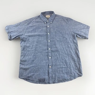 Weatherproof Vintage Washable Linen Blend Shirt Mens L Blue Striped Button Up - Image 1 of 4