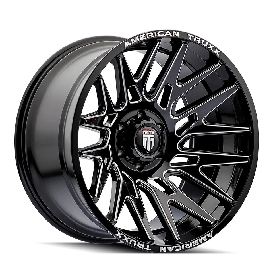 Rueda fresada negra brillante 22x12 American Truxx AT1919 Evolution 8x6,5 (-44 mm) Foto 1 de 4