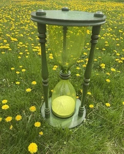 Huge Wood Blenko Hourglass Green w/ Olive Glass 1970's Visitor Center Piece 23" - Picture 1 of 14
